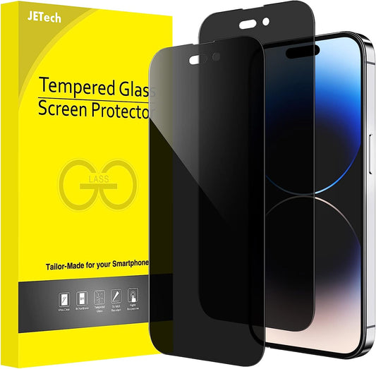 JETech Privacy Pellicola Protettiva Copertura Totale per iPhone 14 Pro Max 6,7 Pollici, Completa Vetro Temperato Film Anti-Spy, Compatibile con Cover, Pacco da 2