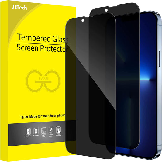 JETech Privacy Pellicola Protettiva Copertura Totale per iPhone 13 Pro Max 6,7 Pollici, Completa Vetro Temperato Film Anti-Spy, Compatibile con Cover, Pacco da 2