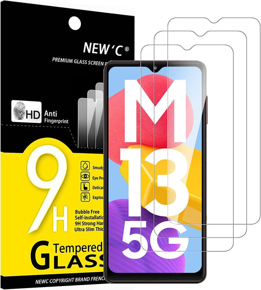 NEW'C 3 Pezzi, Vetro Temperato per Samsung Galaxy M13 5G, Samsung Galaxy M23 5G, Pellicola Prottetiva, Senza Bolle, Durezza 9H, 0,33mm Ultra Trasparente, Ultra Resistente