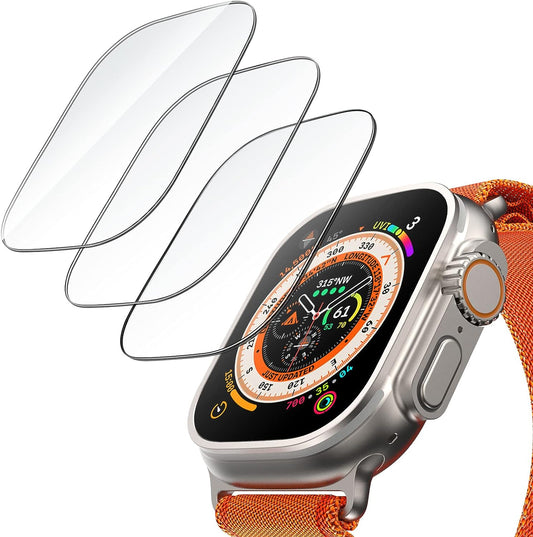 JETech Pellicola Protettiva per Apple Watch Ultra 49 mm, Vetro Temperato Film, HD Chiaro, Pacco da 3